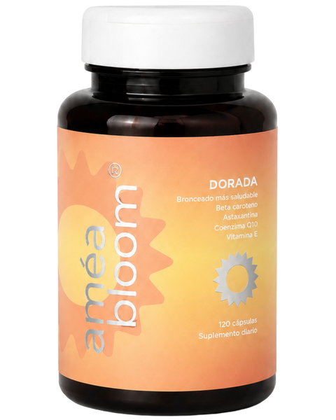 Frasco de DORADA de Améa Bloom, antioxidantes para la piel